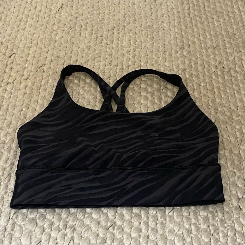 Black zebra print lululemon sports bra